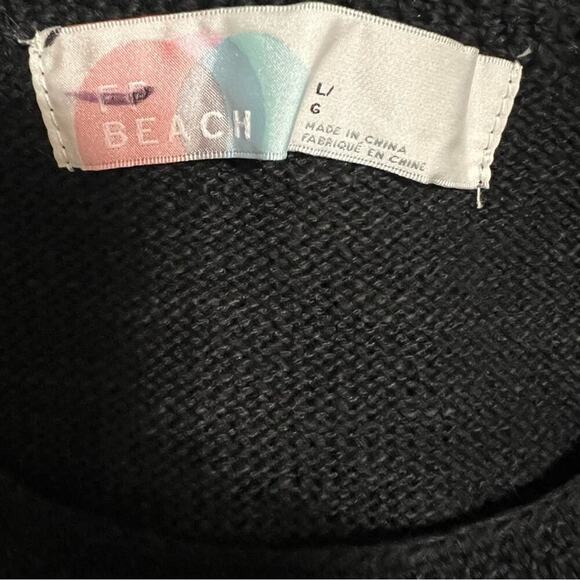 Free People Beach Black Nina Sweater Mini Dress Size Large - Picture 7 of 10